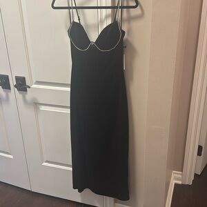 NWT ASTR THE LABEL BLACK VELVET ANKLE LENGTH DRESS